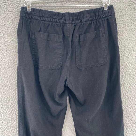 Old Navy Pants Womens Small Black Linen Blend Pull On Tapered Pockets Everyday - Picture 4 of 12